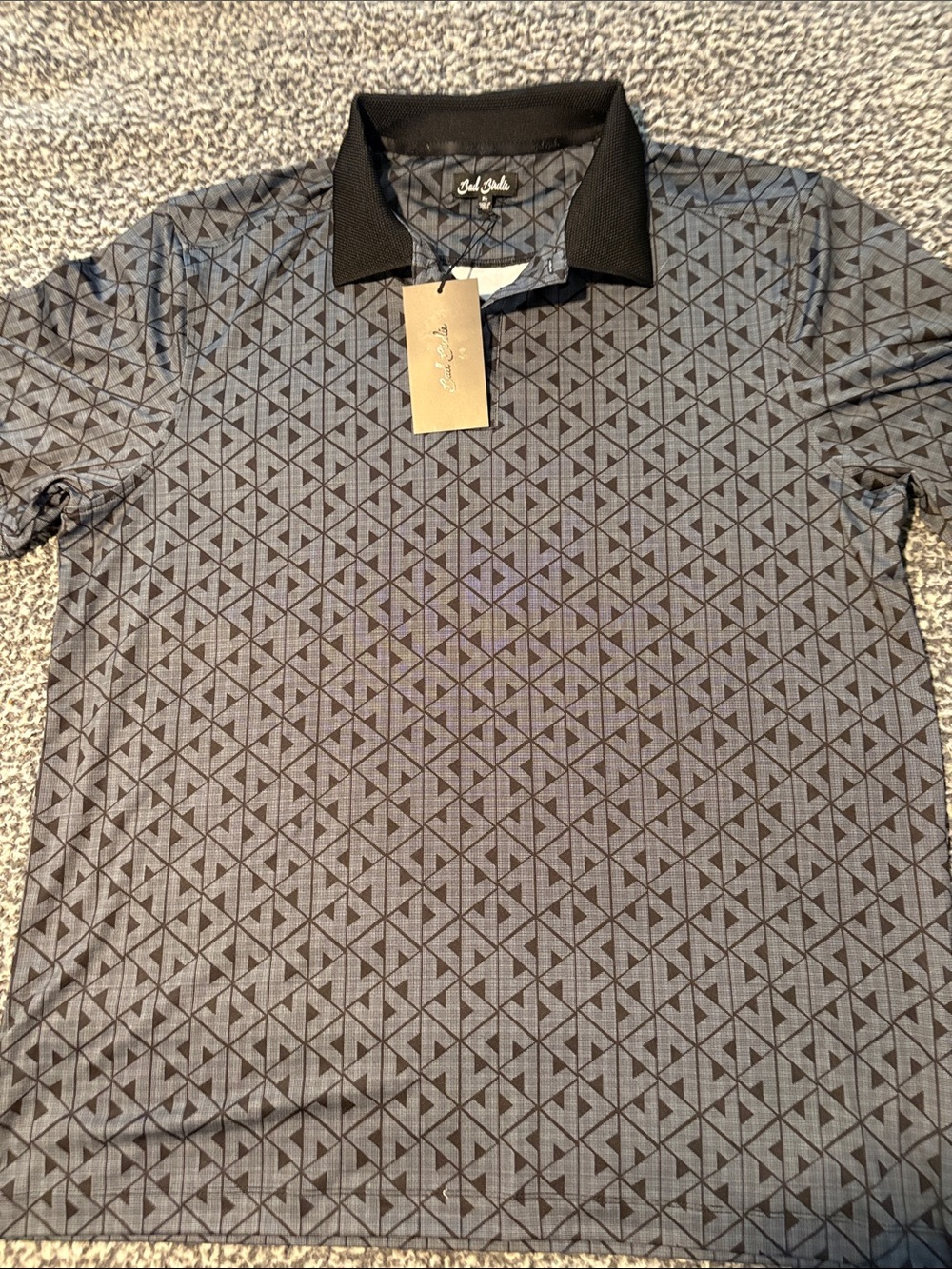 Bad Birdie Men’s Size XL Black/Grey Polo shirt NWT!